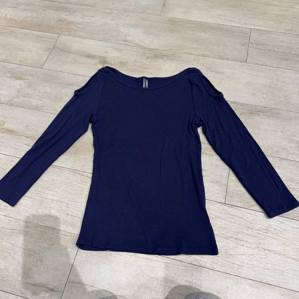 Anthropologie Jane ribbed top cold shoulder Sz M in Blue